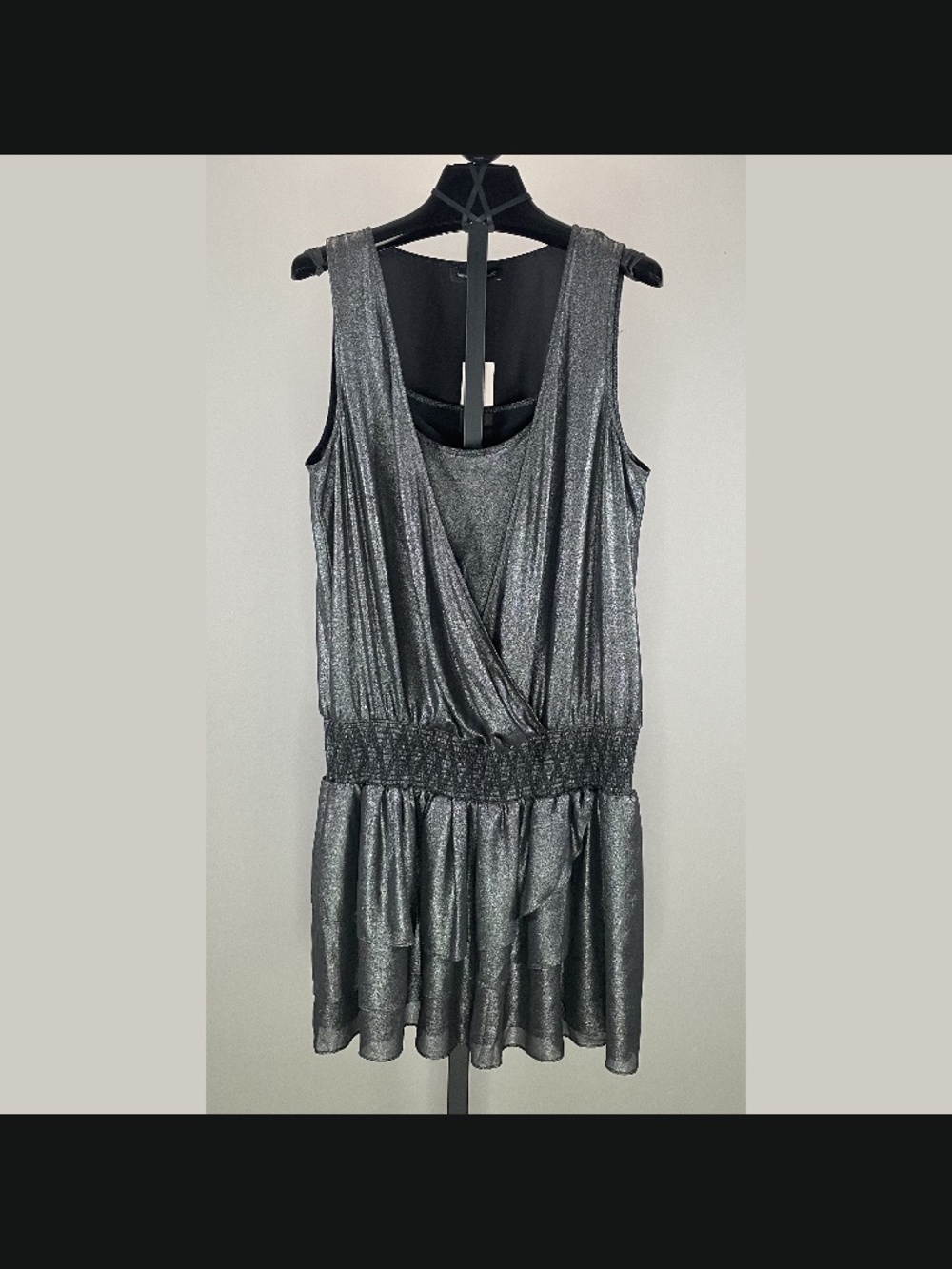 NEW Banana Republic Shirt Womens 12 petite gray silver tunic preppy cocktail